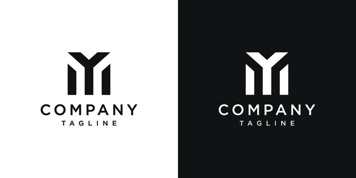 Creative Letter MY Monogram Logo Design Icon Template White and Black Background