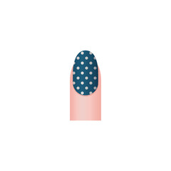 Nail fashion sticker with polka dot, realistic vector illustration isolated.