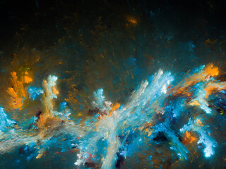 Fototapeta na wymiar Abstract fractal art background, suggestive of astronomy and nebula. Computer generated fractal illustration art background