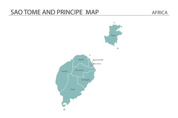 Sao Tome and Principe map vector illustration on white background. Map have all province and mark the capital city of Sao Tome and Principe.
