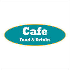 Саfe food and drinks. Yellow and blue color logo. Logo Design, Vector Icon Design
