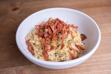 tagliatelle pasta with tomato sauce parmesan basil