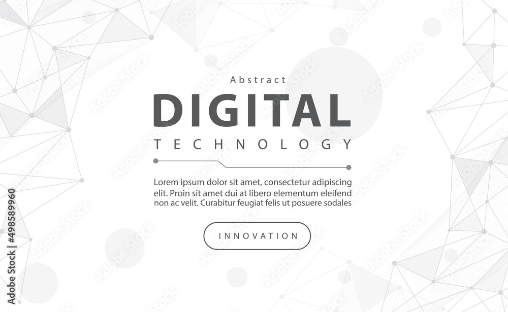 Fototapete digital technology banner black and white background concept with technology line light effects, abs