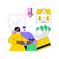 Mortgage relief program abstract concept vector illustration. Reduce or suspend mortgage payments, loan modification, governmental help, home owner budget, risk insurance abstract metaphor.