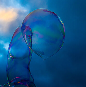 Closeup shot of big soap bubbes