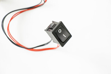 On and off switch with wires isolated on white background