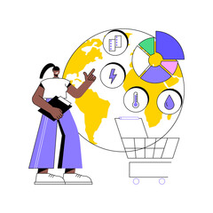 World consumption abstract concept vector illustration. Natural resources consumption, world economy statistics agency, footprint calculator, database service, by industry abstract metaphor.