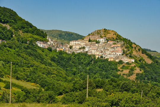 Panoramic view of the village of San Fele in the region of Basilicata, Italy
