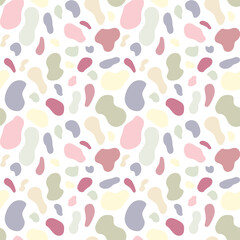 Vector hand drawn seamless pattern in neutral colors with various spots for packaging design, textile, wrapping paper, fabric.
