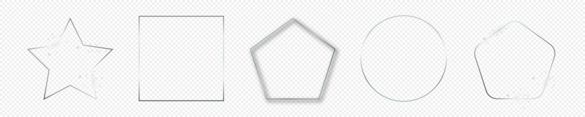 Silver glowing different geometric shape frame