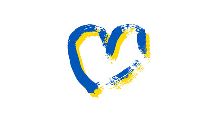 Hand drawn heart in Ukrainian colors