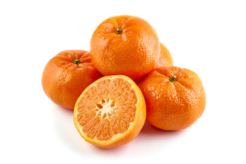 Fresh tangerine, isolated on white background.
