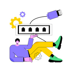 Ethernet abstract concept vector illustration. LAN connection, ethernet technology, network system, hardware industry, web infrastructure, wired device abstract metaphor.