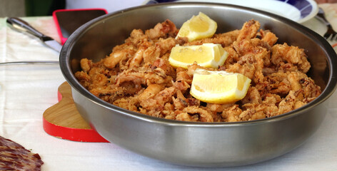 Typical food dish in Santander, Cantabria,
Spain, called "rabas" of squid