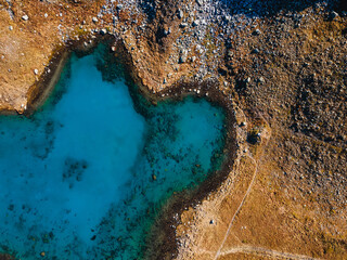 Bird's eye view of Herzsee, Heart Lake. Hochjoch, Austria. © Wirestock Creators