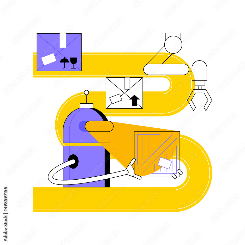 Poster labor substitution abstract concept vector illustration. automated process, man versus robot, roboti