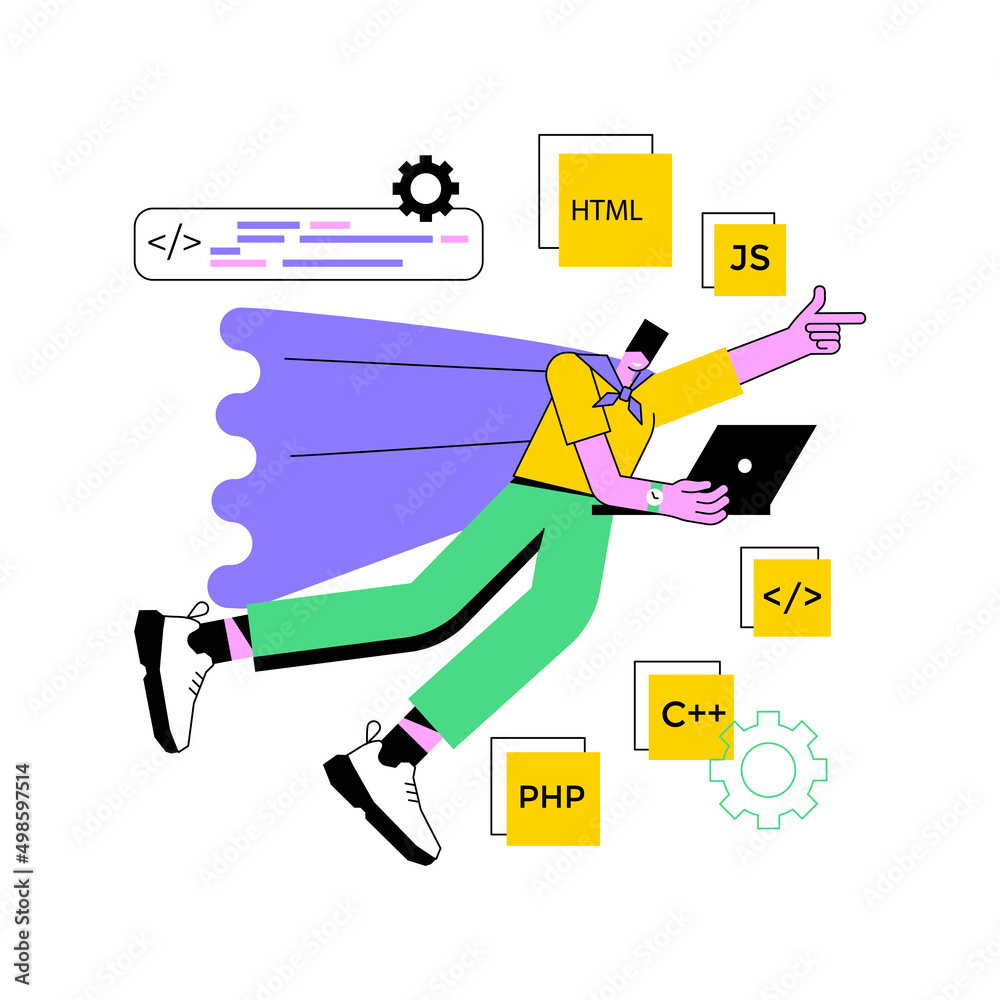 Poster advanced computer skills abstract concept vector illustration. skills requirement, advanced knowledg