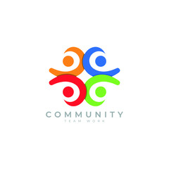 human community logo design template teamwork logo
