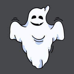 Ghost, Halloween, vector design element in the style of doodles, isolated on a white background, hand drawn