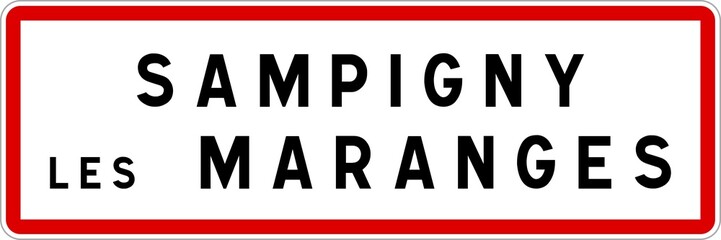 Panneau entrée ville agglomération Sampigny-lès-Maranges / Town entrance sign Sampigny-lès-Maranges