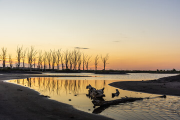 Epecuen at sunset in Buenos Aires, Argentina after the disastrous flood