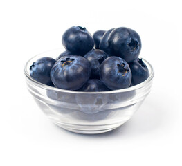 blueberries in a bowl isolated on white background