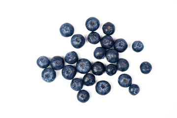 blueberries isolated on white background (top view)