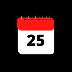 25 th of the month january, february, march, april, may, june, july, august, september, october, november and december with black background black paper calendar