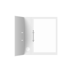 Opened realistic white ring binder for office documents