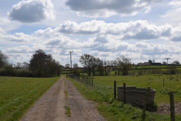 a farm track going though the fields