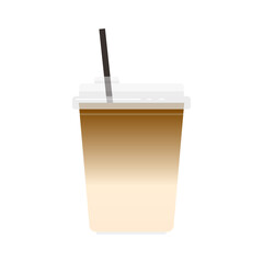 Iced Latte in a Plastic Coffee Mug .isolated on white background ,Vector illustration EPS 10