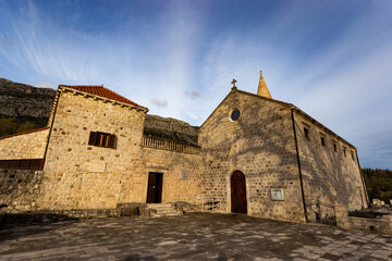 Franciscan Monastery in village Pridvorje. Konavle region. Croatia.