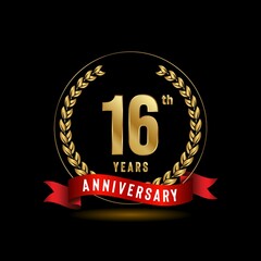 16th Anniversary logotype. Anniversary celebration template design for booklet, leaflet, magazine, brochure poster, banner, web, invitation or greeting card. Vector illustrations.