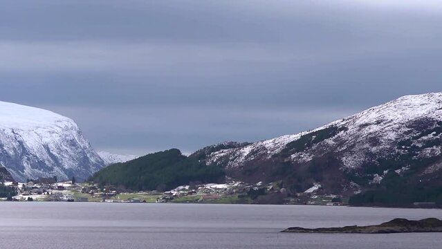 the Norwegian coast at Ulsteinvik - time lapse looking across the bay