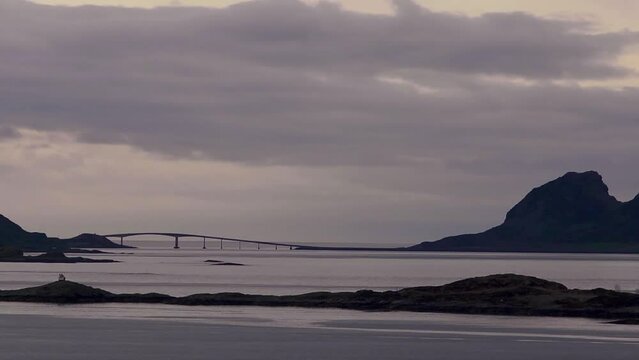 Dusk at Ulsteinvik - time lapse of the bridge across to Runde