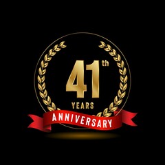 41th Anniversary logotype. Anniversary celebration template design for booklet, leaflet, magazine, brochure poster, banner, web, invitation or greeting card. Vector illustrations.