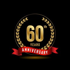60th Anniversary logotype. Anniversary celebration template design for booklet, leaflet, magazine, brochure poster, banner, web, invitation or greeting card. Vector illustrations.