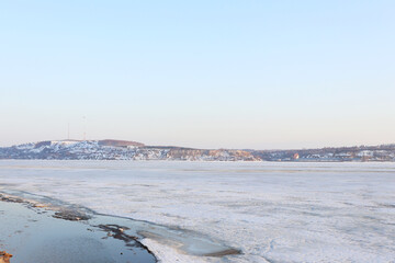 the river before the ice drift, early spring, the river below
