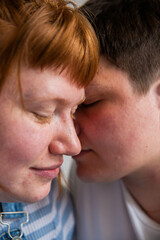 Close up of a lesbian couple.