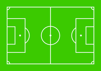 The scheme of the football field. Lawn or playground with markings for playing soccer. Isolated vector illustration.