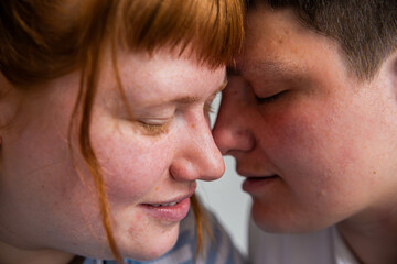 Close up of a lesbian couple.