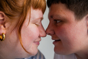 Close up of a lesbian couple.