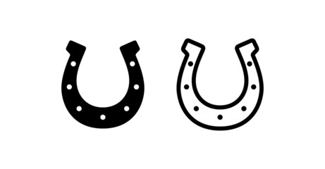 Horseshoe icon. Good luck symbol. Isolated raster illustration on a white background.