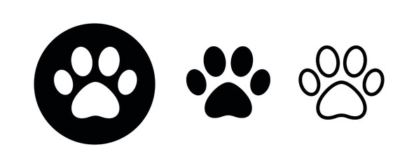 Fototapeta premium Cat or dog footprint icon. Pets symbol. Paw print pictogram.