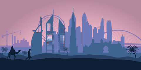 Dubai United Arab Emirates skyline city silhouette