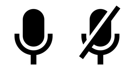 Microphone icon on and off, Microphone symbol. Isolated. icons for web and mobile app. Vector