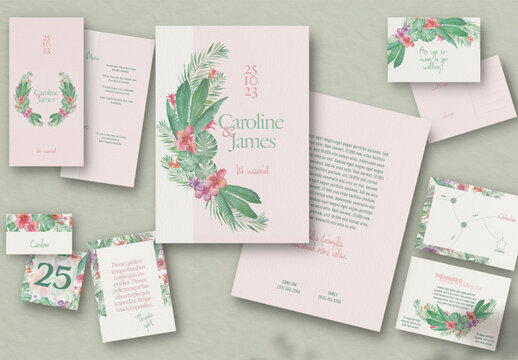 Tropical Wedding Stationery Dark