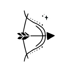 Symbol sign with inscription. Sagittarius. Vector image of zodiac sign for astrology and horoscopes.