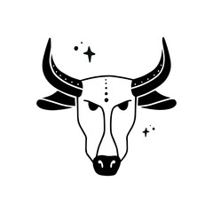 Symbol sign with inscription. Taurus. Vector image of zodiac sign for astrology and horoscopes.
