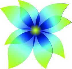 Abstract flower of blue-yellow color. Vector graphics.